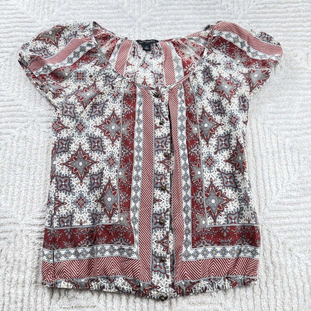 Banana Republic Shirt Womens XS Boho Floral Peasant Noughties Y2K Prairie Soft